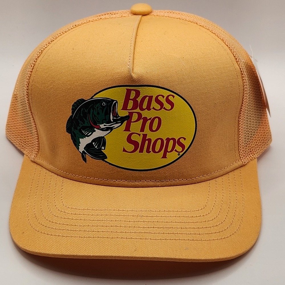 New Bass Pro Shops Mesh Hat Cap Adjustable Snapback Trucker Fishing Orange